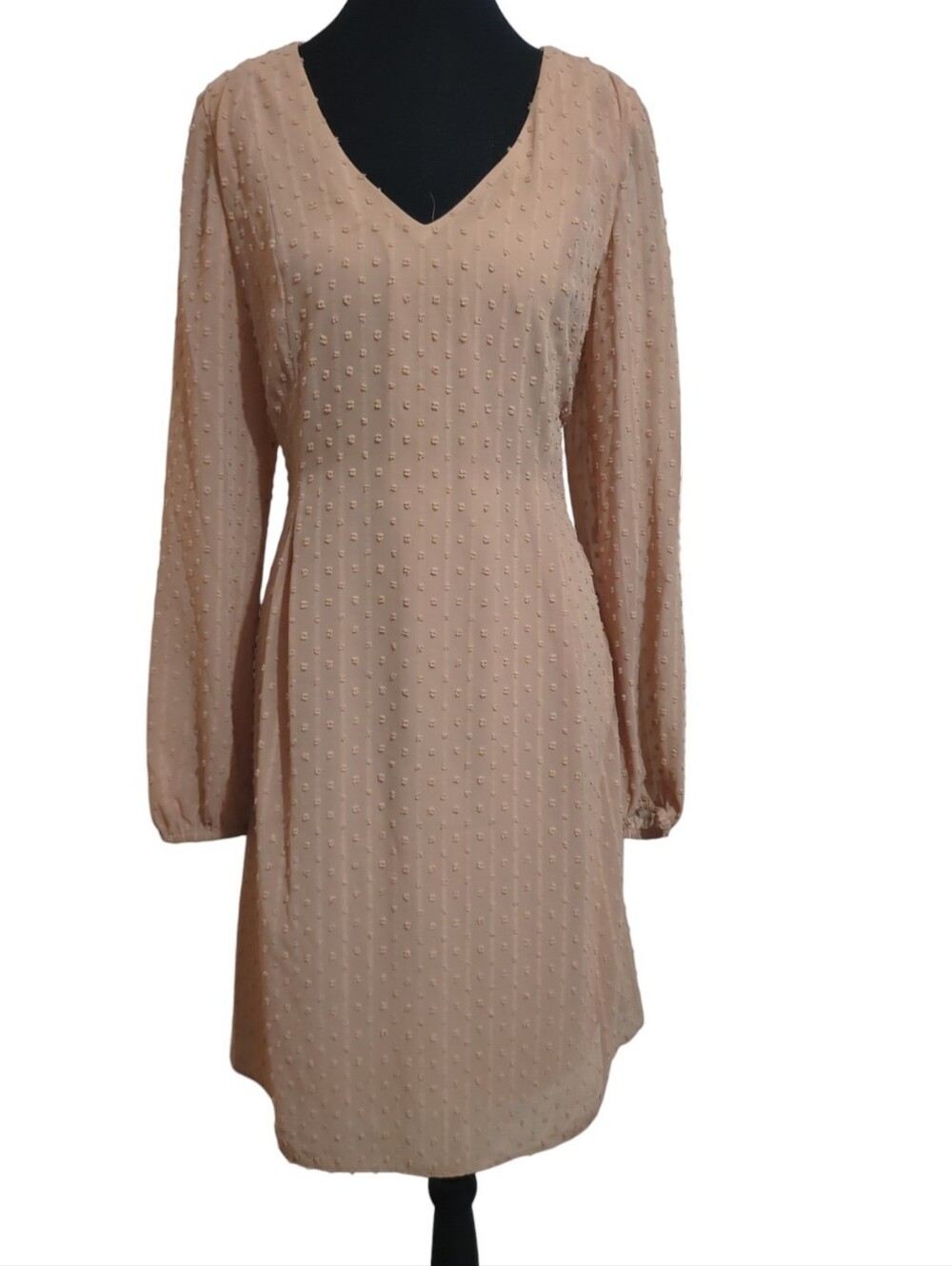 INC International Concepts Swiss Dot V-Neck Dress with Tie Back M Ethereal Boho